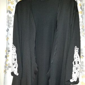 Lightweight, black jacket with lace on sleeves, size 3x